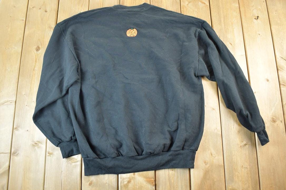 Vintage 1990s Spooky Pumpkins Halloween Crewneck Sweatshirt Mens XXL