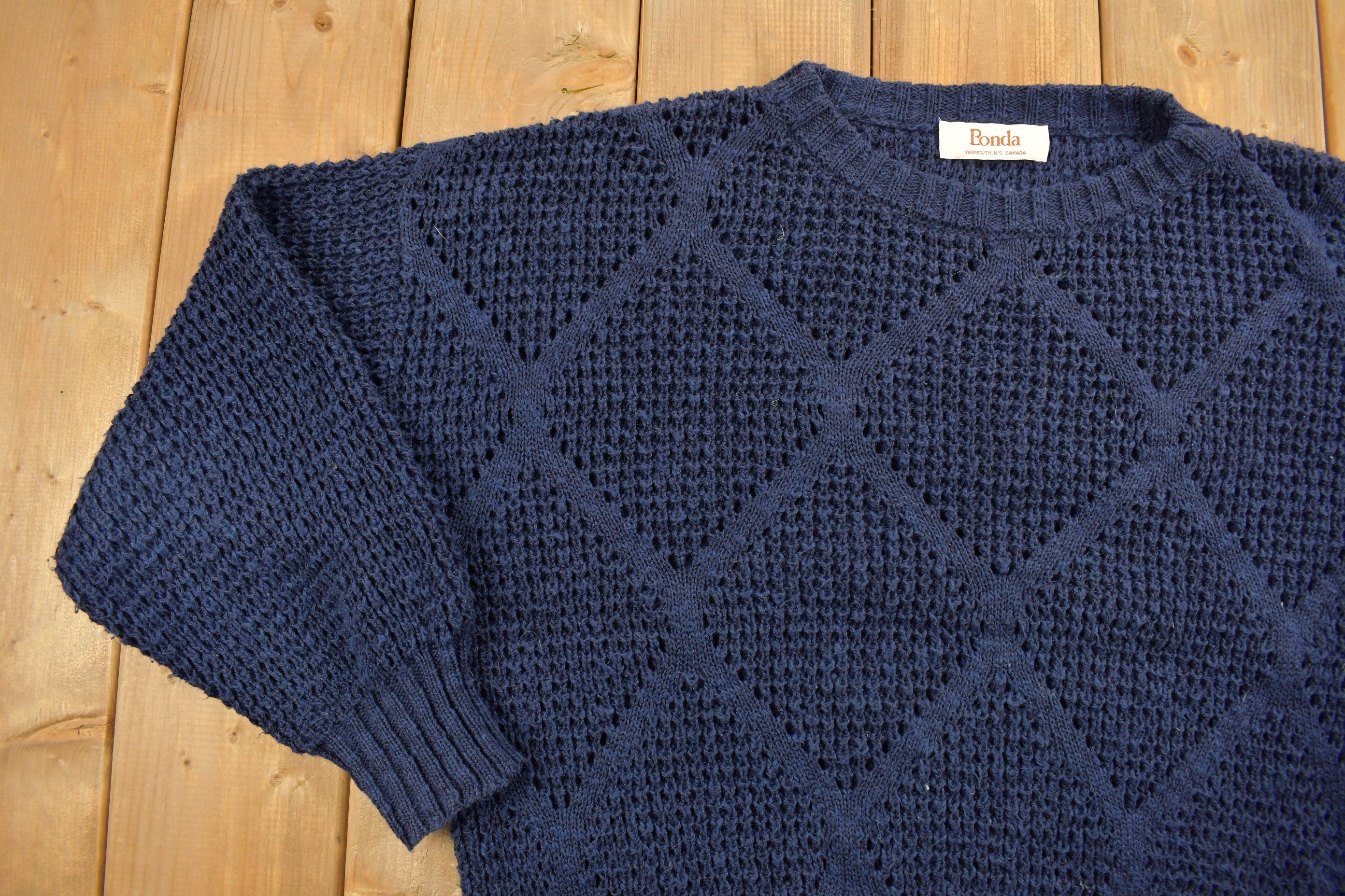 Vintage 1990s Bonda Argyle Patterned Theme Knit Crewneck Sweater