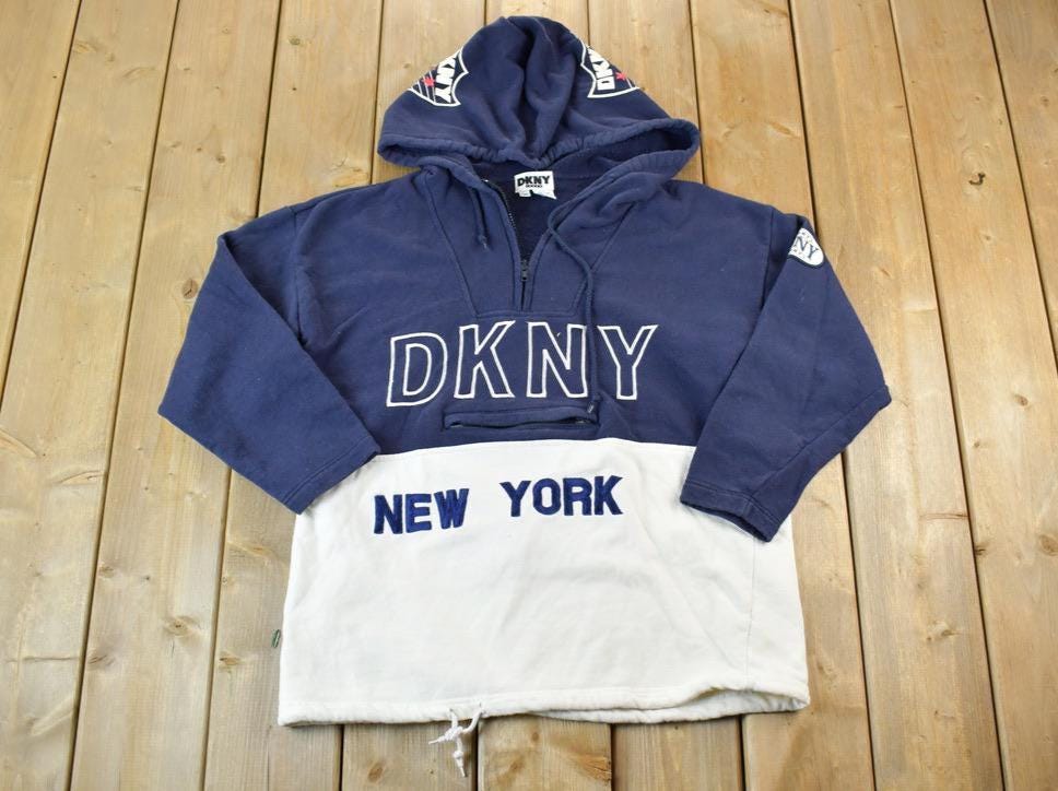 Vintage 1990s DKNY Unique Graphic Embroidered Hoodie