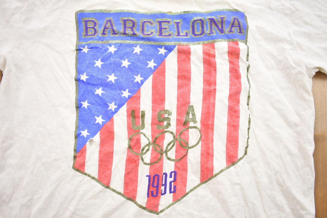 Vintage 1992 Barcelona Olympics Team USA Souvenir T Shirt