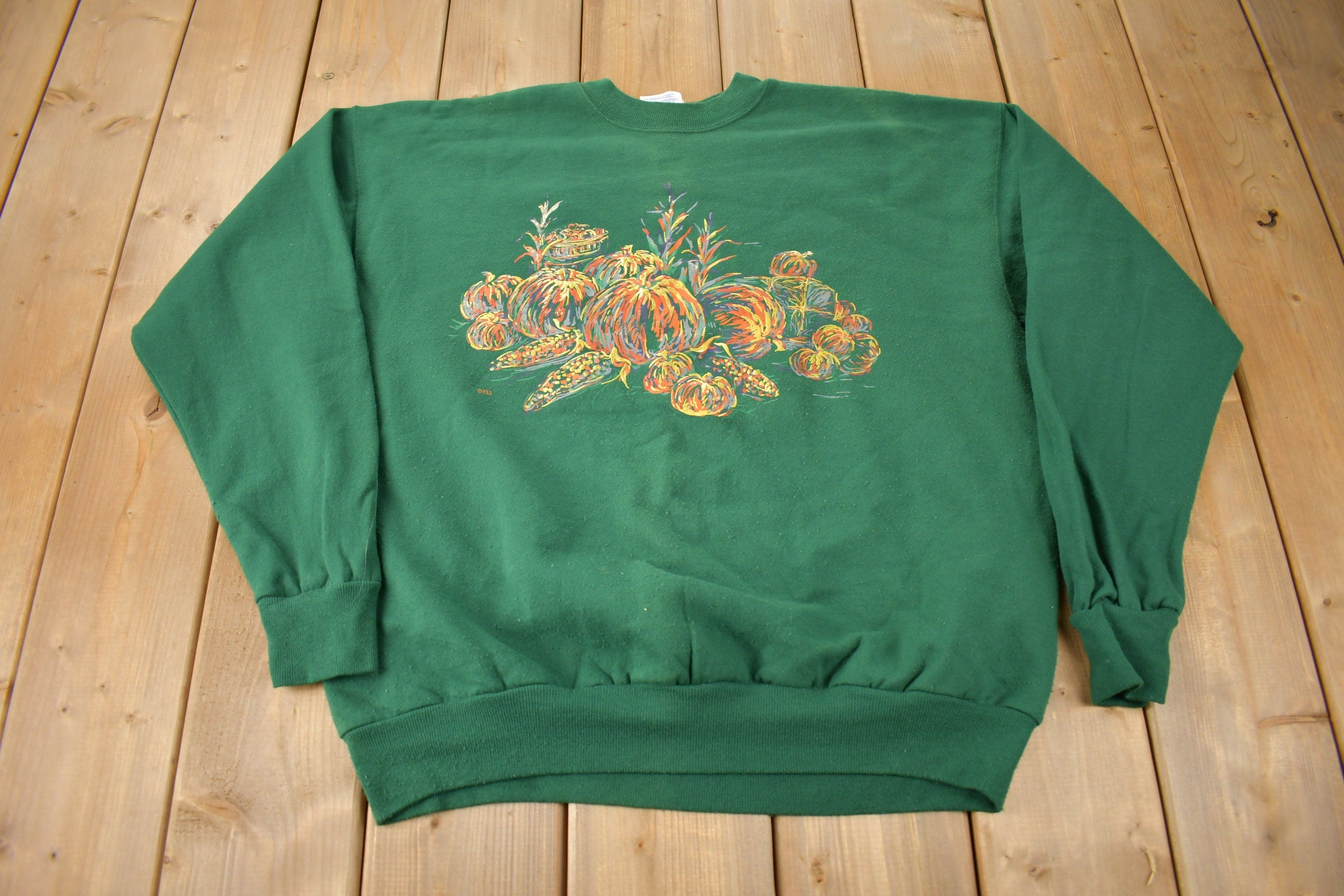 Vintage 1990s Pumpkin Patch Painting Graphic Crewneck Sweatshirt Size large
