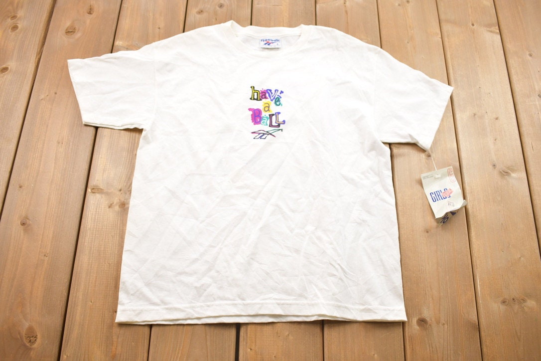 Vintage 1990s Reebok Have A Ball Colorful Soccer Ball Graphic T-Shirt