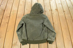 Vintage 1990s Carhartt Hooded Distressed Work Jacket Youth Large