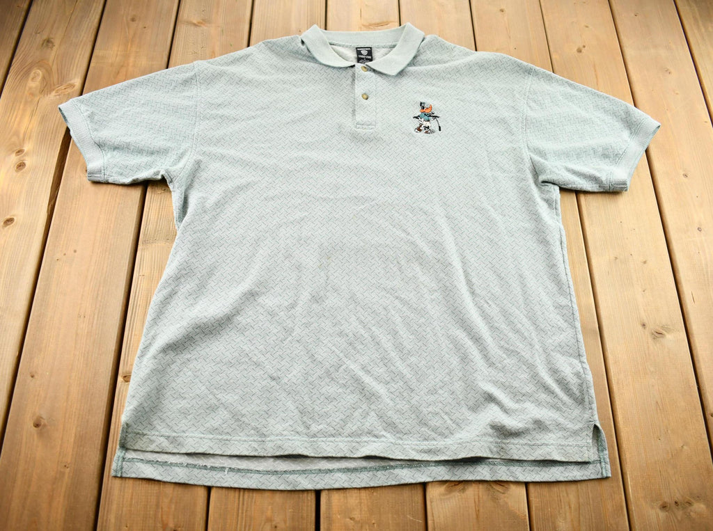Vintage 2000s Daffy Duck Abstract Pattern Golf Polo Shirt