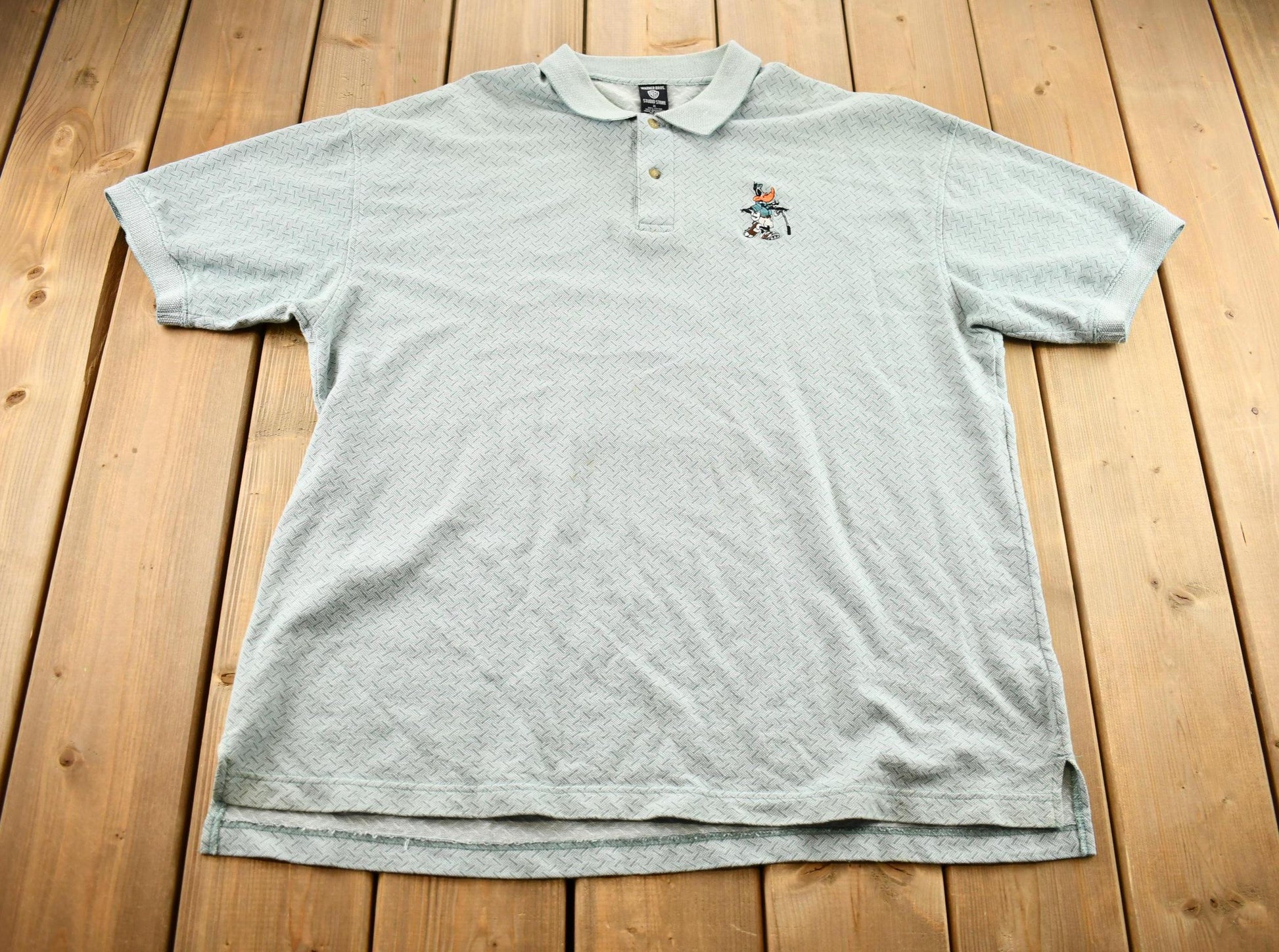 Vintage 2000s Daffy Duck Abstract Pattern Golf Polo Shirt