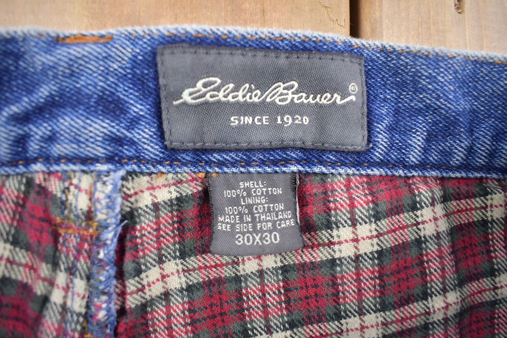 Vintage 1990s Eddie Bauer Plaid Lined Denim Jeans
