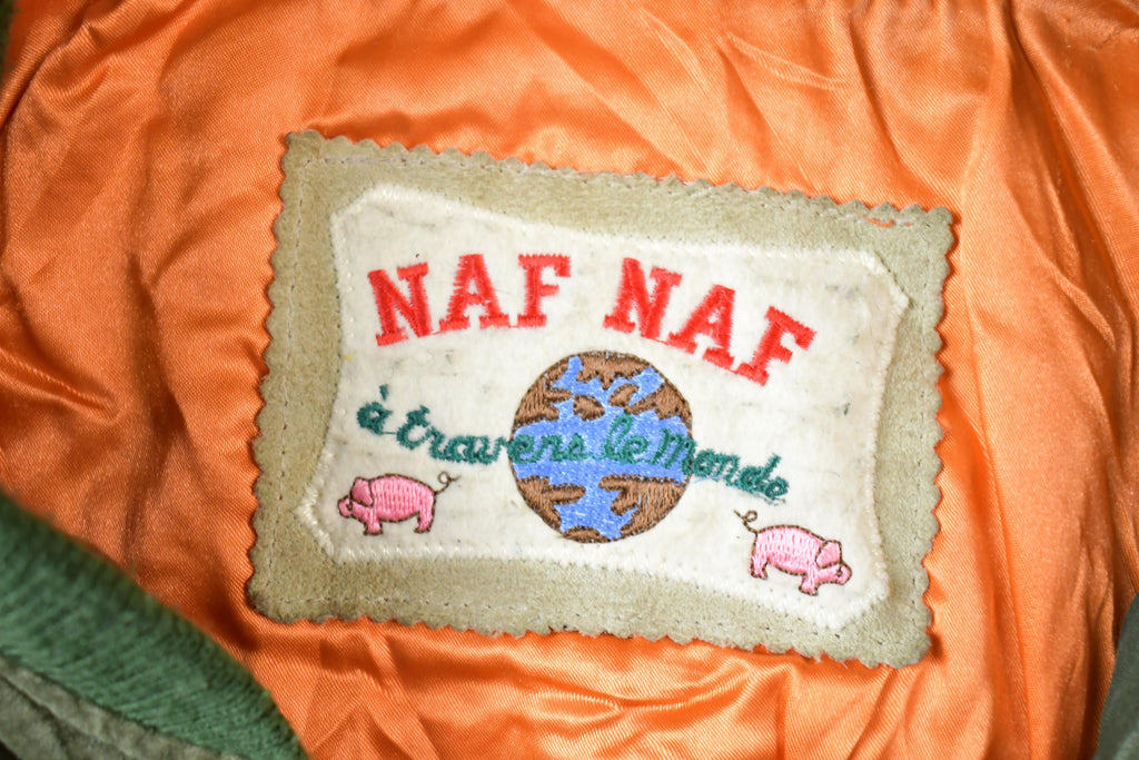 Vintage 1990s NAF Leather Bomber Jacket Made In USA