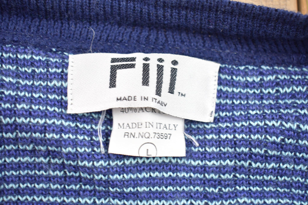 Vintage 1990s Fiii Knitted Cardigan / Vintage 90s Cardigan / Pattern Sweater / Outdoor / Hand Knit / Pullover Sweatshirt / Abstract Print