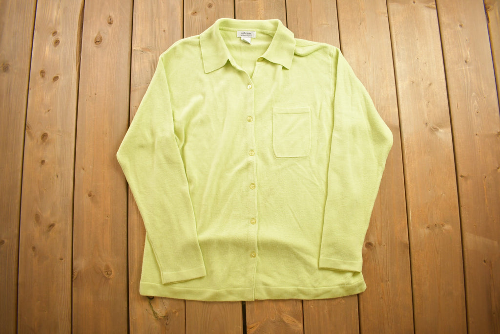 Vintage 1990s Reflections Blank Yellow Button Up Sweater