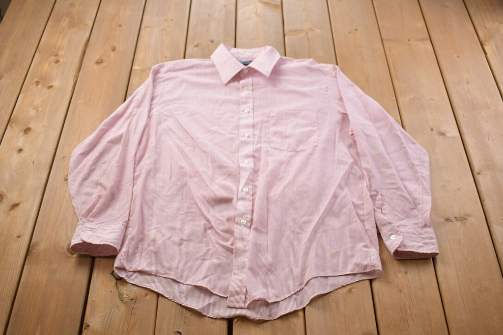 Vintage 1990s Club Hampton Vertical Striped Button Up Shirt /