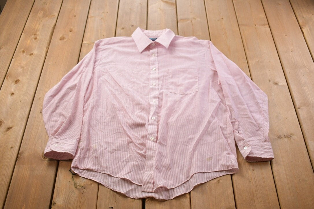 Vintage 1990s Club Hampton Vertical Striped Button Up Shirt /