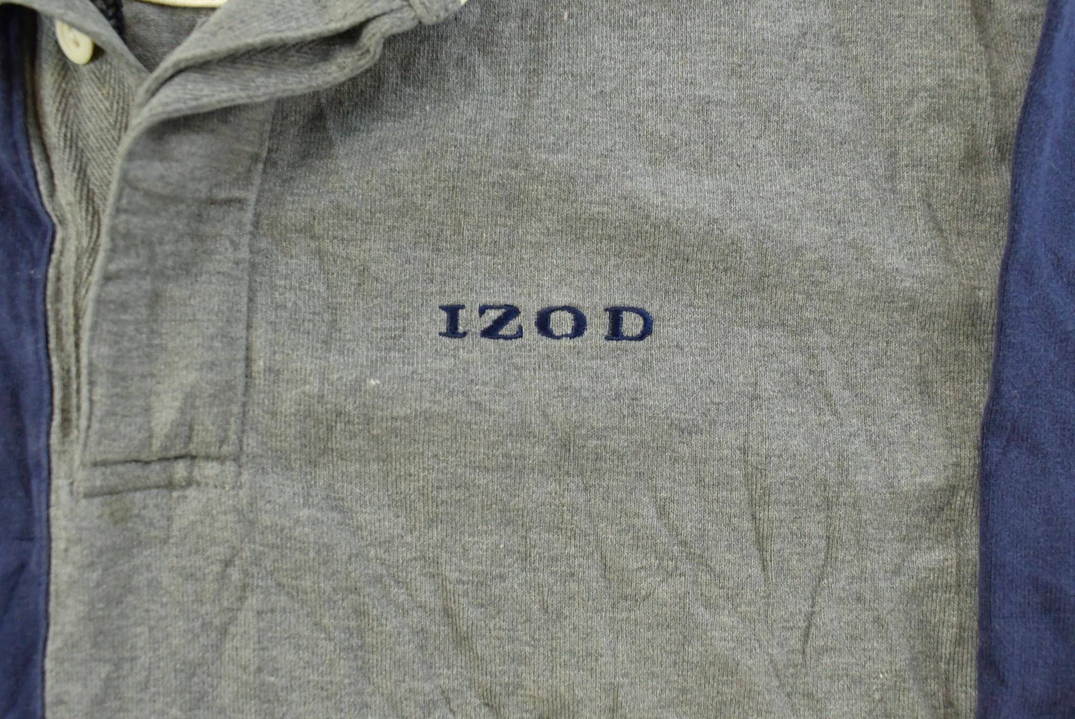 Vintage 1990s Izod Rugby Button Up Shirt Men's M  90s Color Blocked  Preppy Button Up
