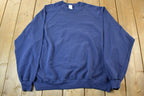 Vintage 1990s Jerzees Blank Blue Crewneck Sweatshirt Men's 3XL