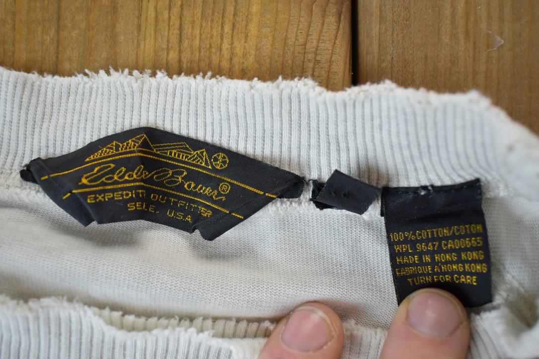 Vintage 1990s Eddie Bauer Cropped Colour Block Crewneck Sweatshirt  90s Crewneck  Made In USA  Streetwear  Embroidered