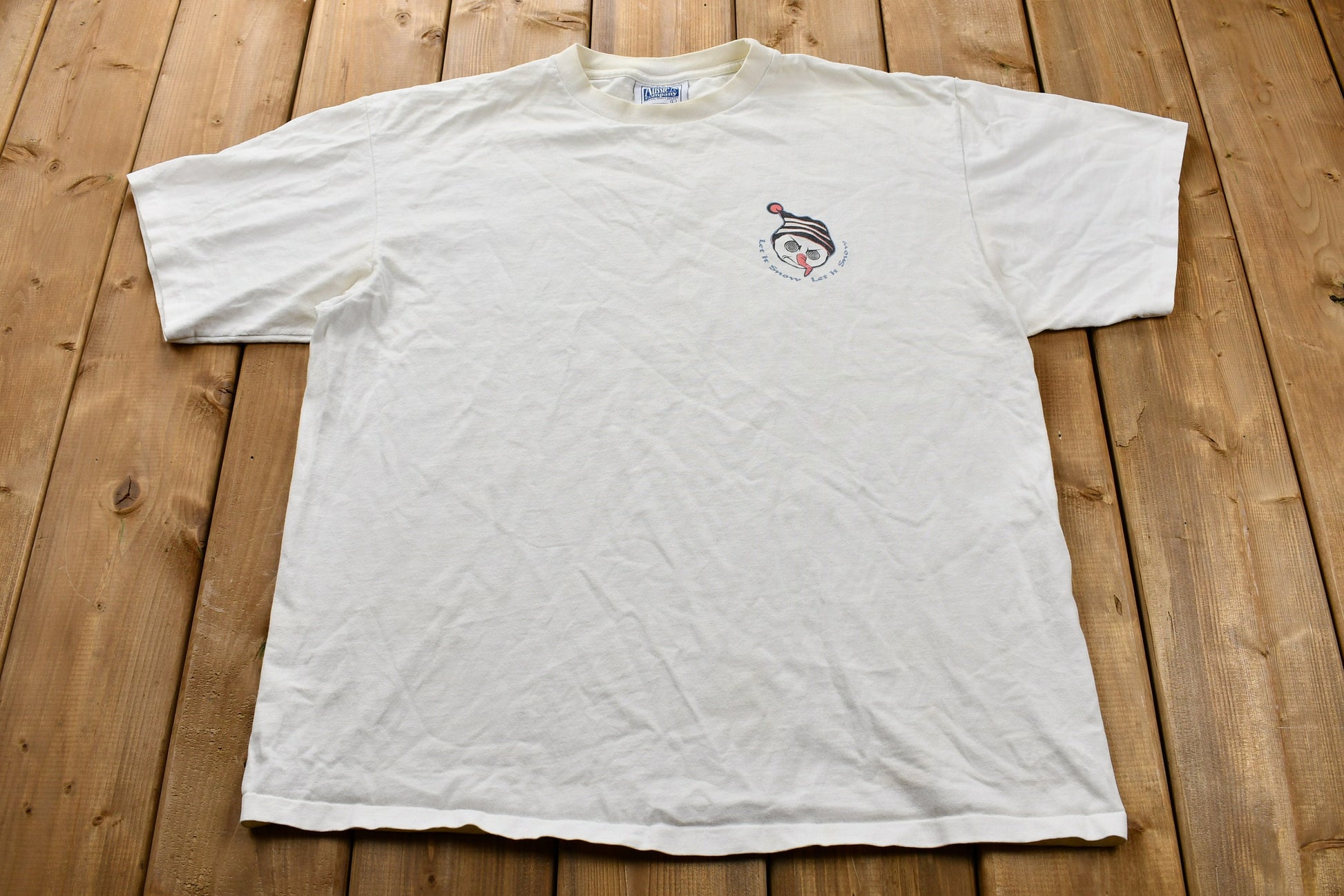 Vintage 1990s Distressed Crazy Frosty The Snowman Snowboarding T-Shirt