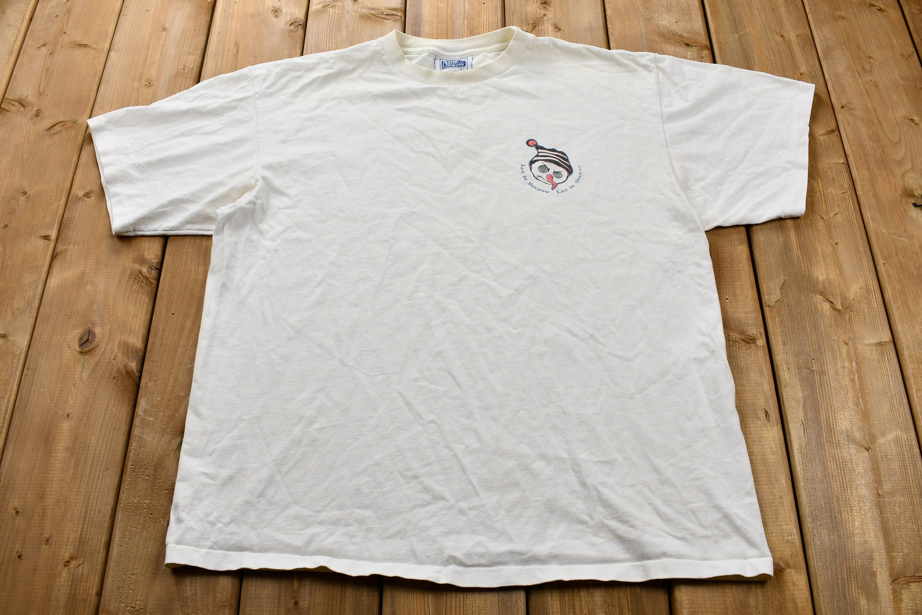 Vintage 1990s Distressed Crazy Frosty The Snowman Snowboarding T-Shirt