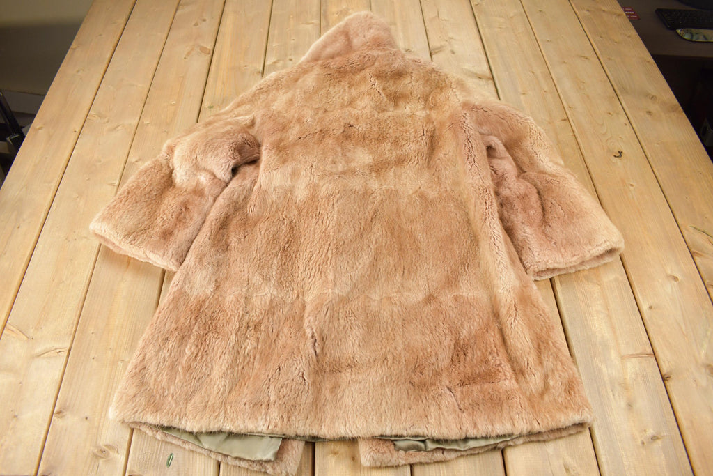 Vintage 1970s Pink Sheered Fur Coat Size Small