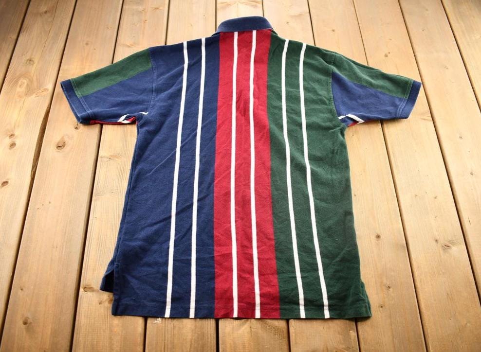 Vintage 2000s Striped Tommy Hilfiger Embroidered Emblem Polo Shirt