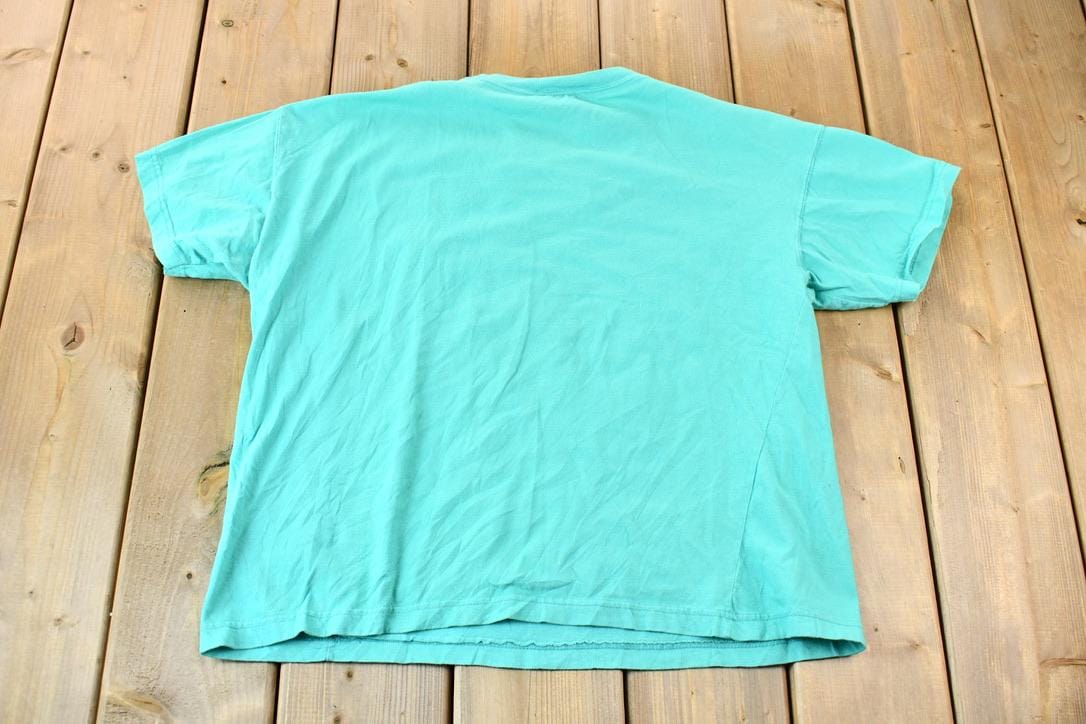Vintage 1990s Tangerine Single Stitch Blank Teal Pocket T-Shirt
