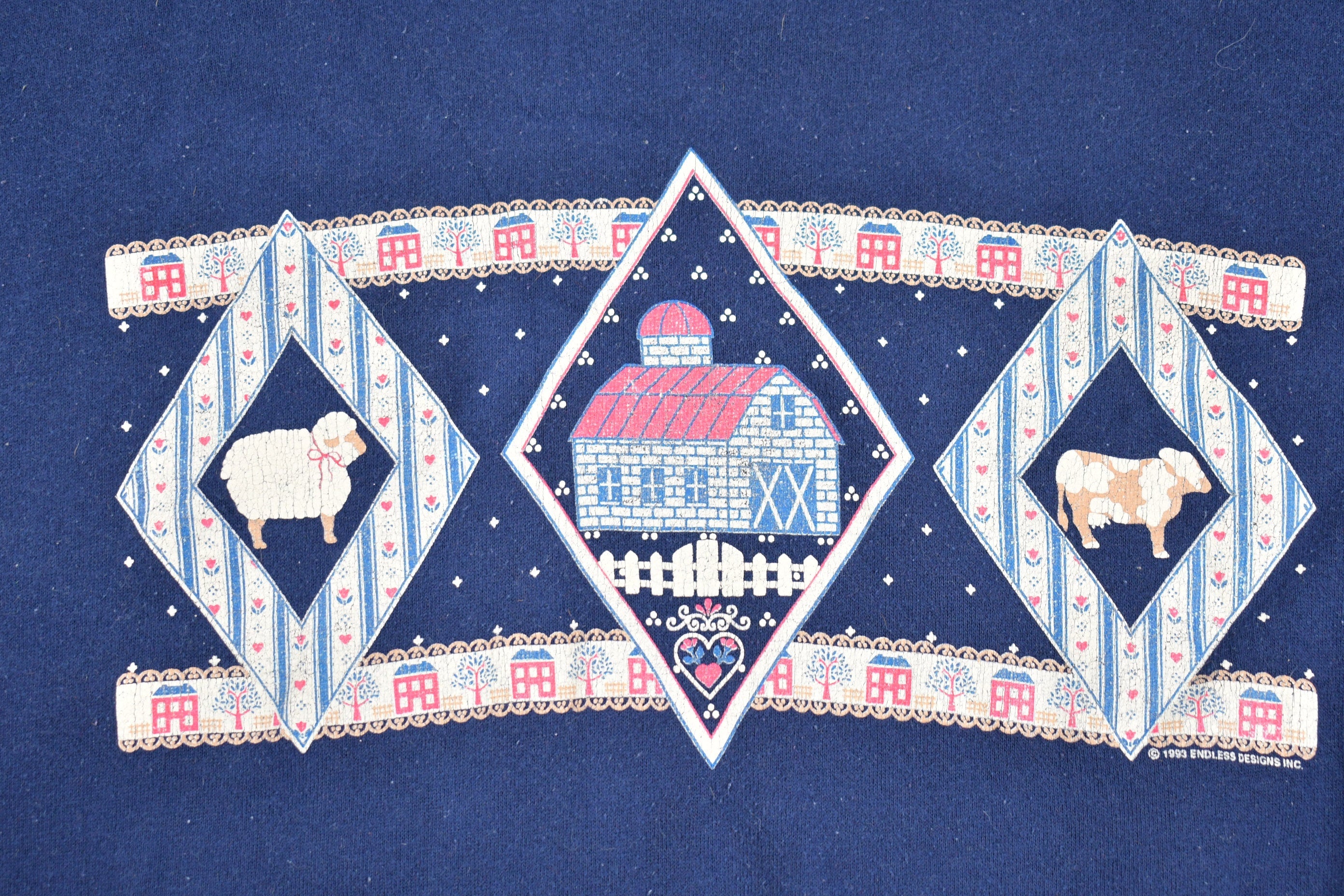 Vintage 1990s Cute Farm Theme Grandma Crewneck Sweater