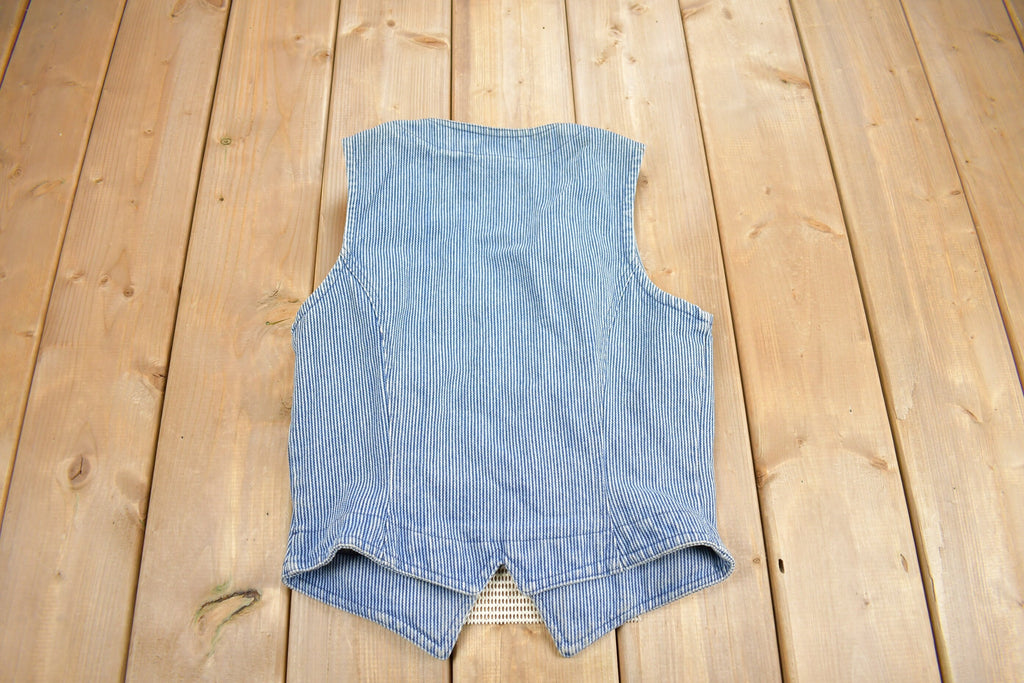 Vintage 1990s Rough Rider Women's Denim Vest / Vintage Biker Vest / Size Small / Made In USA