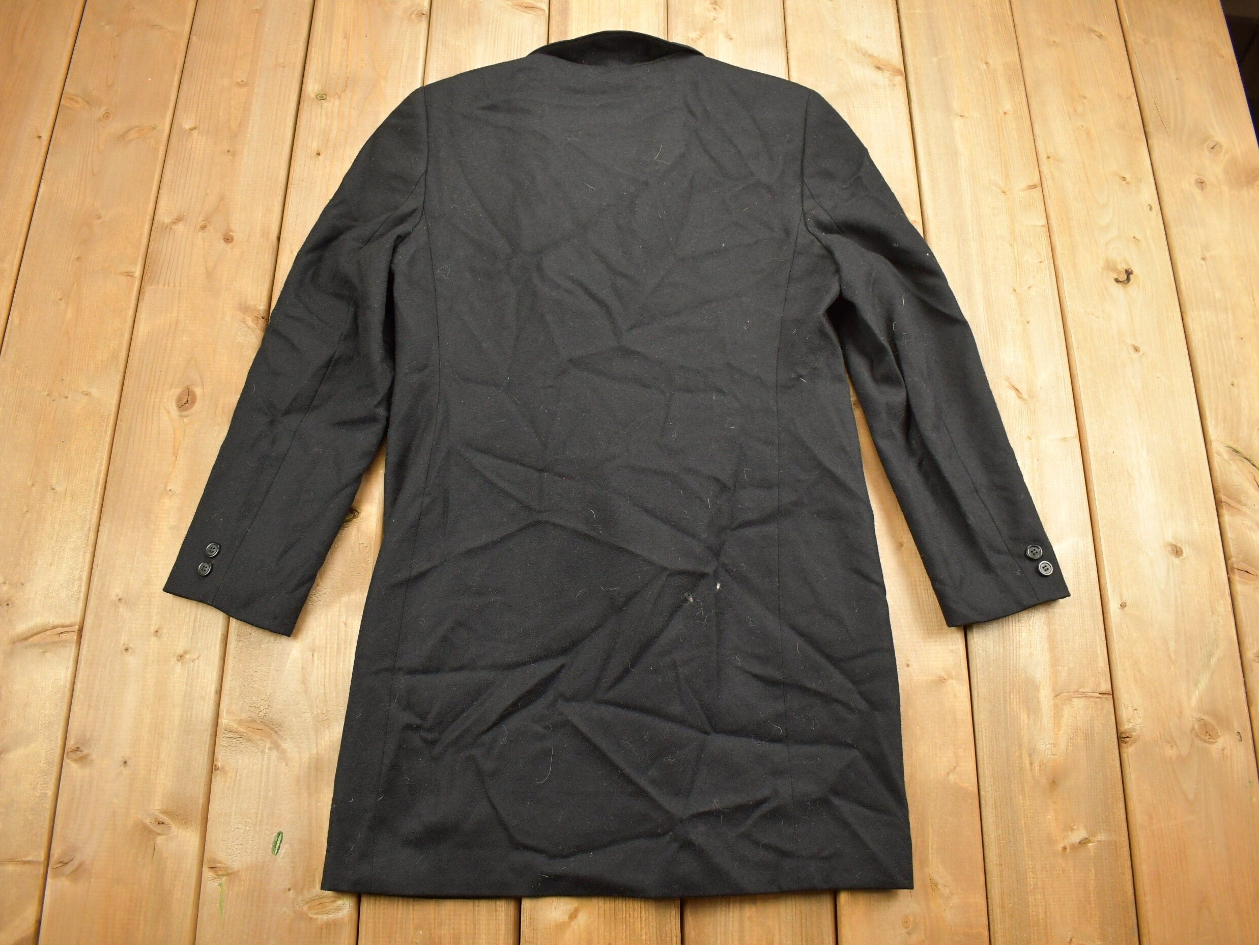 Vintage 1990s Black Lined Trench Coat