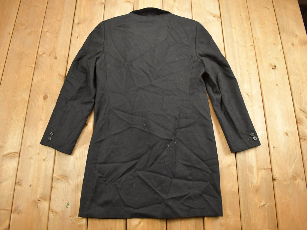 Vintage 1990s Black Lined Trench Coat /
