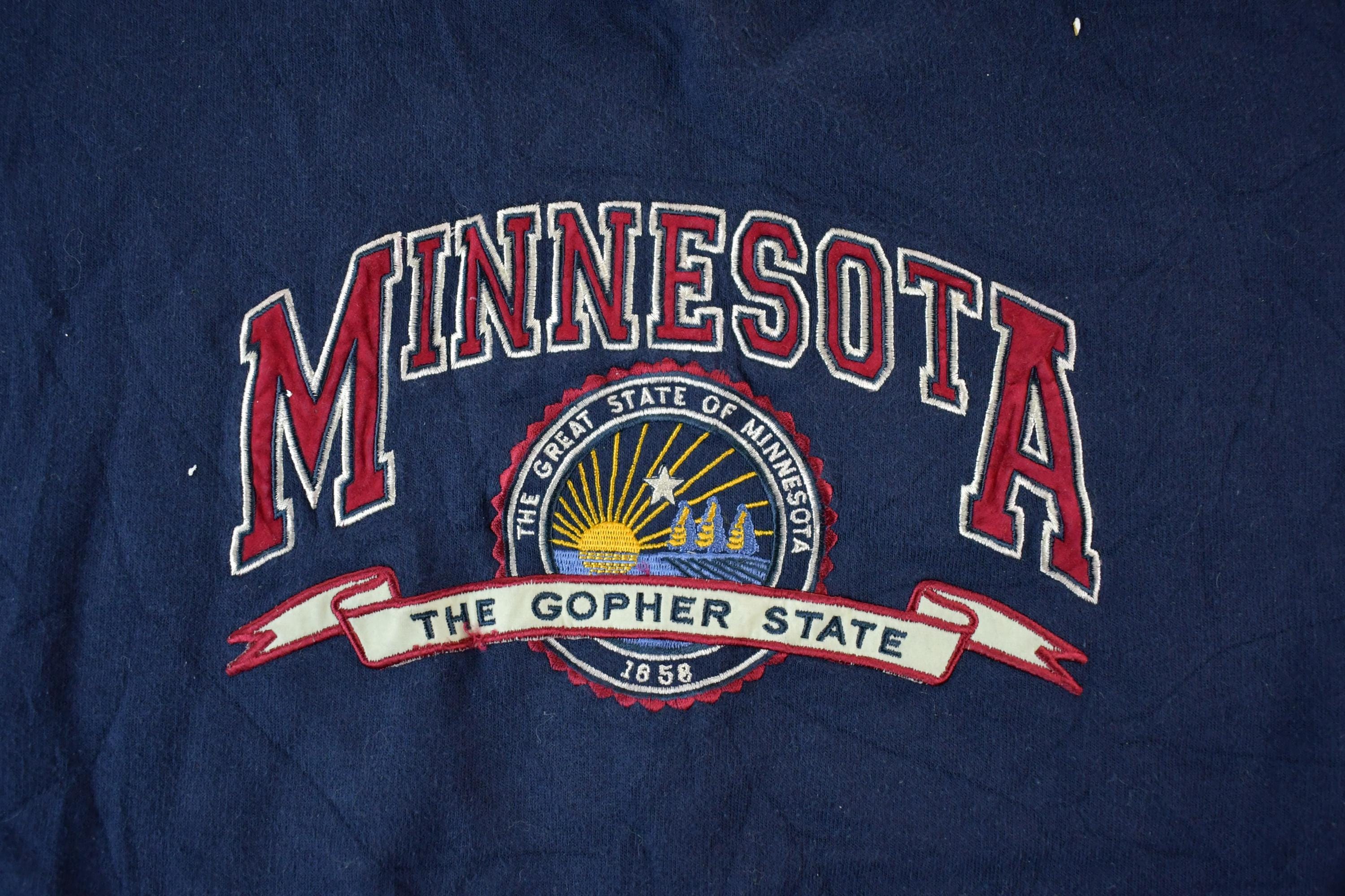 Vintage 1990s Minnesota Embroidered Gopher State Souvenir Crewneck Sweatshirt