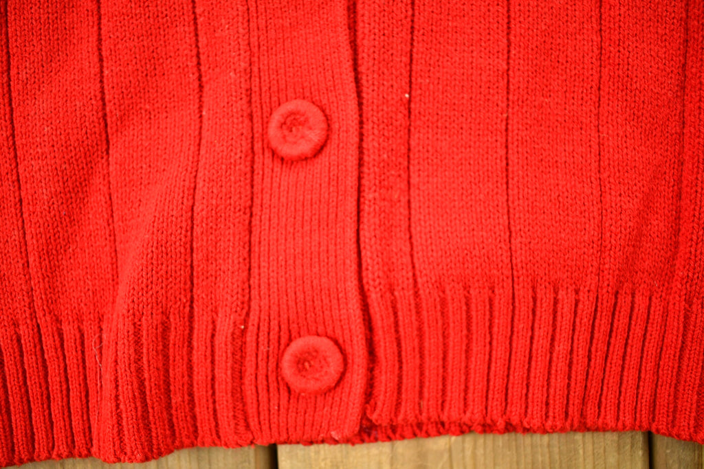 Vintage 1980s Red Knitted Cardigan Sweater