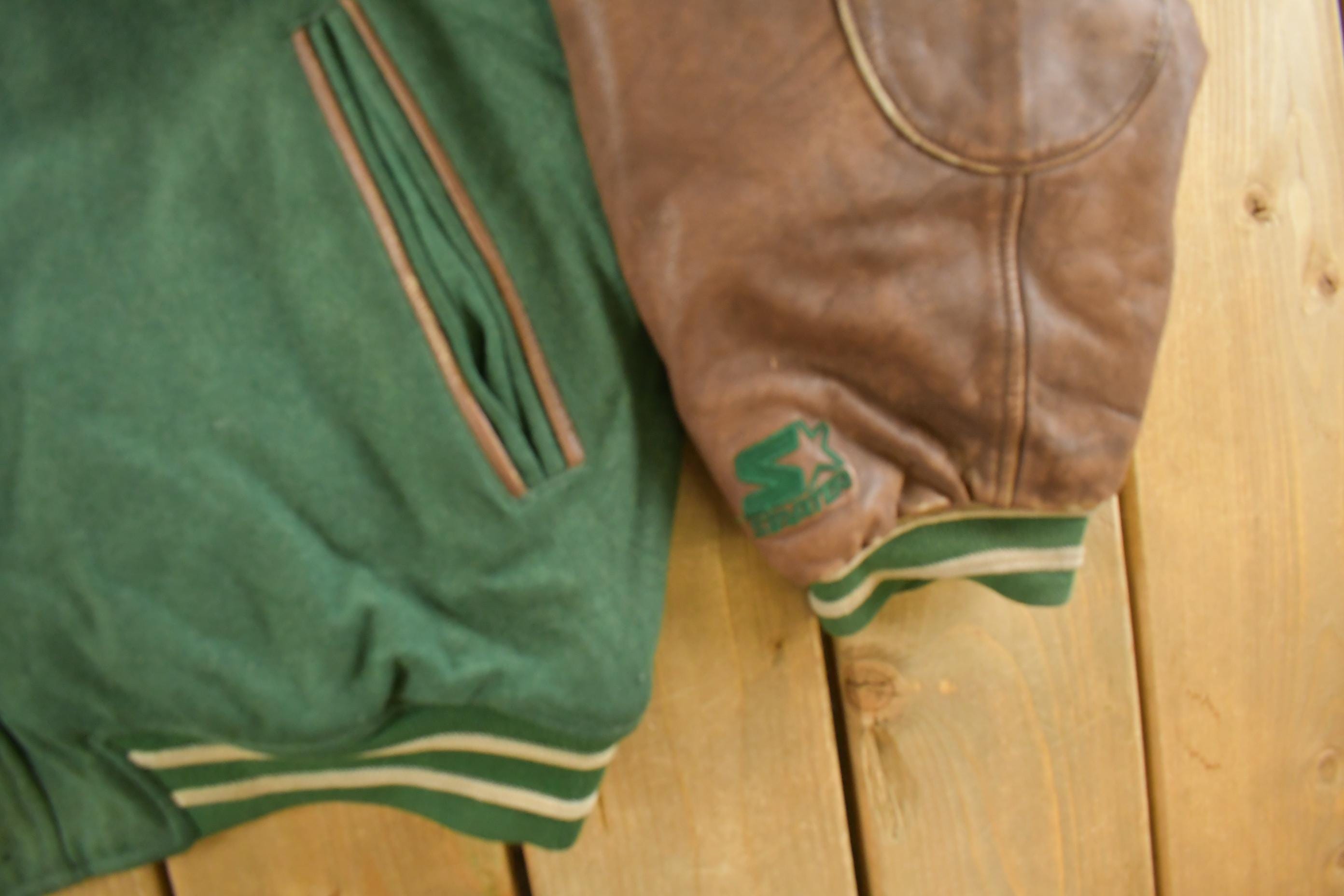 Vintage 1990s Green Bay Packers NFL Wool Leather Varsity Jacket Men's Large
