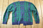 Vintage 1990s Robert Scott Knit Abstract Pattern Cardigan Sweater Mens M