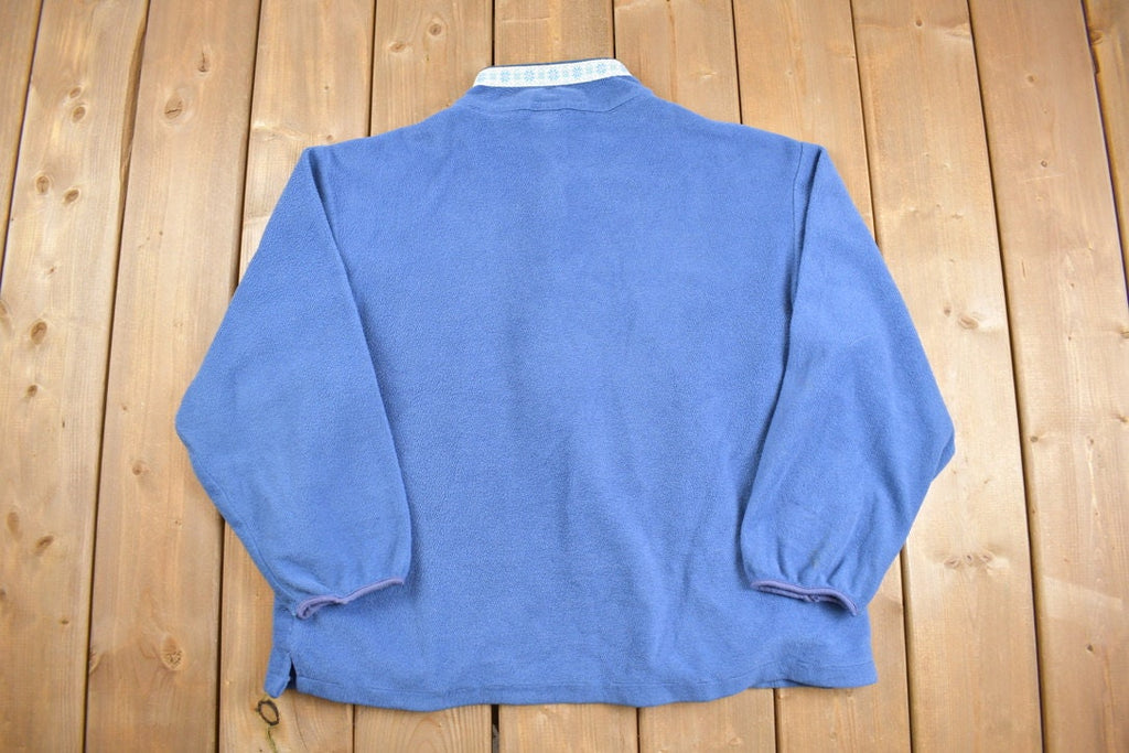 Vintage 1980s LL Bean Blue T Snap Fleece Sweater