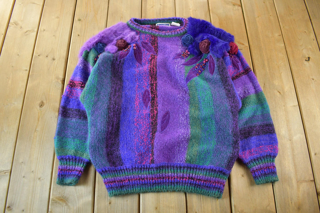 Vintage 1990s Mariea Kim Knit Abstract Pattern Crewneck Sweater