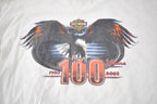 Vintage 2003 Harley Davidson Motorcycles 100 Year Anniversary Graphic T-Shirt Made In USA