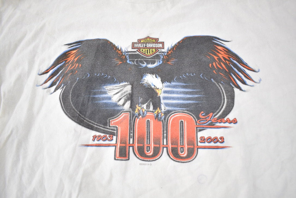 Vintage 2003 Harley Davidson Motorcycles 100 Year Anniversary Graphic T-Shirt Made In USA