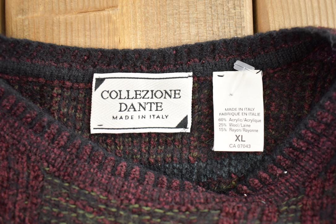Vintage 1990s Collezione Dante Knit Crewneck Sweater / 90s Crewneck / Made In Italy / Preppy