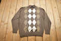 Vintage 1990s 100% Wool Knit Argyle Mock Neck Sweater