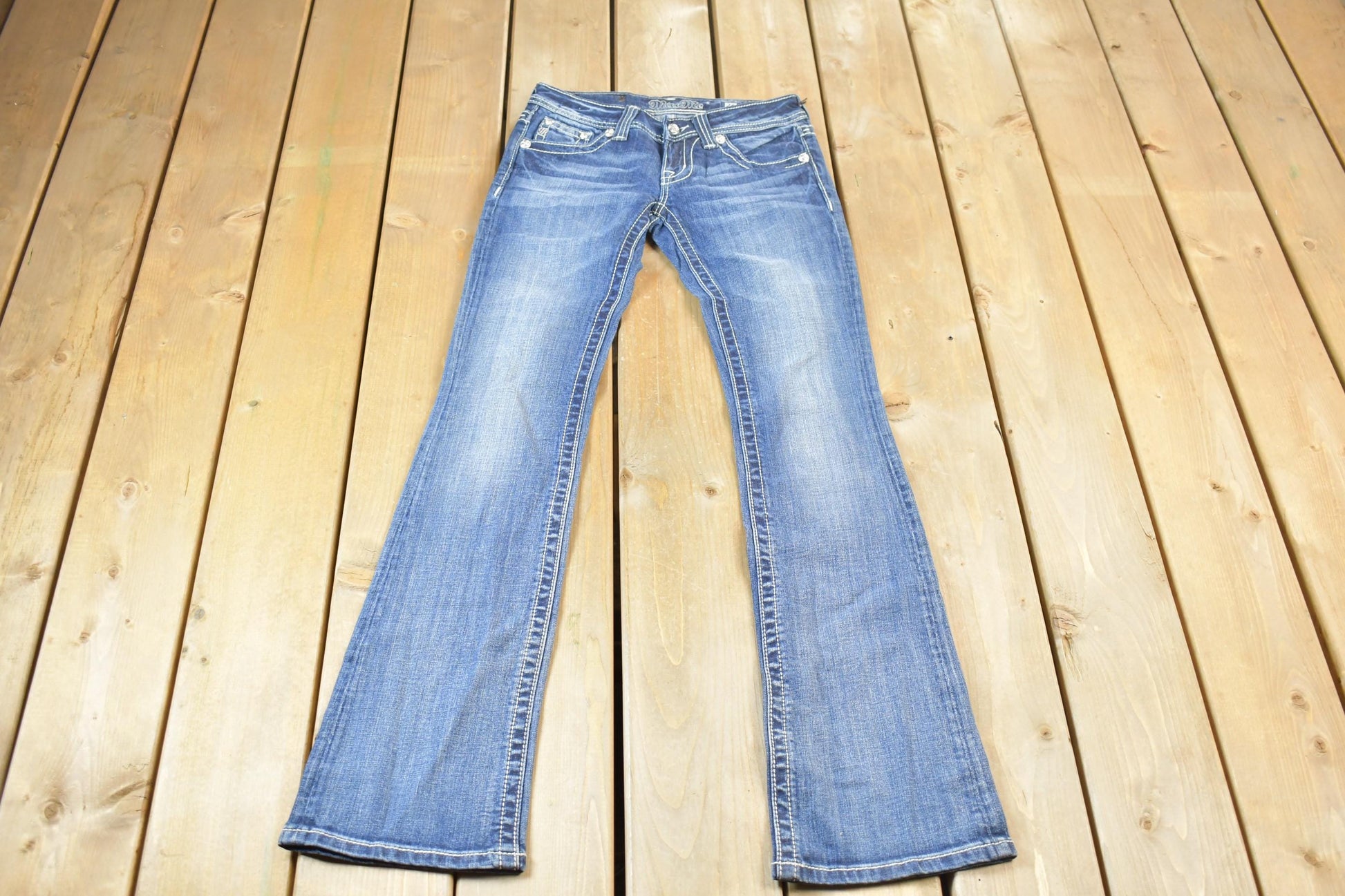 Vintage Y2K Miss Me Bedazzled Low Rise Jeans Size 26x33