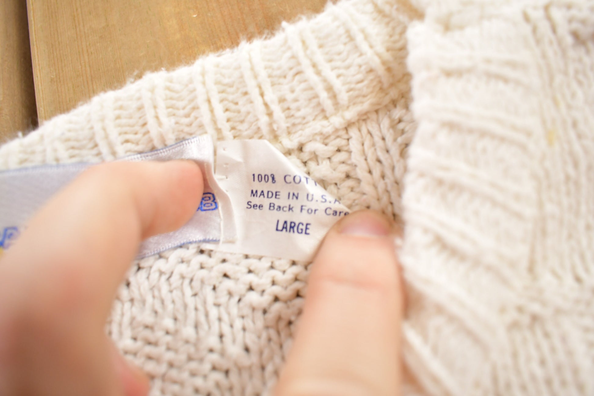 Vintage 1980s American Crew White Cable Knit Crewneck Sweater