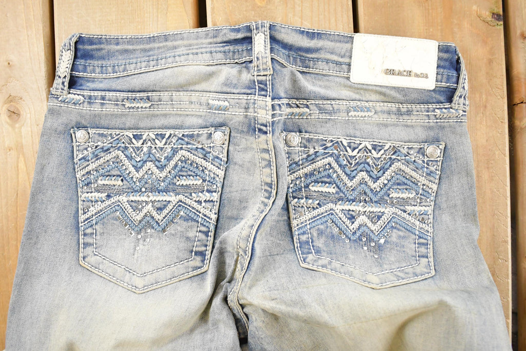 Vintage Deadstock Y2K Grace LA Bedazzled Low Rise Jeans Women's Size 27 x 32