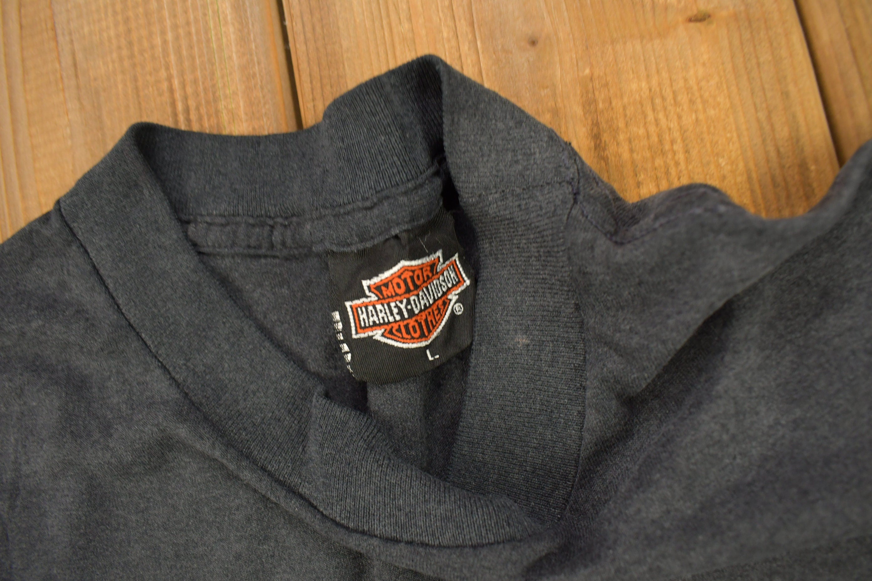 Vintage 1991 Live To Ride Ride To Live 3D Emblem Harley Davidson T-Shirt