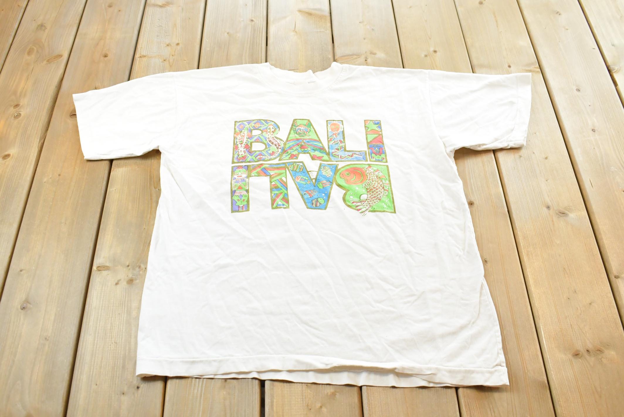 Vintage 1990's Bali Souvenir Travel T-Shirt Mens M