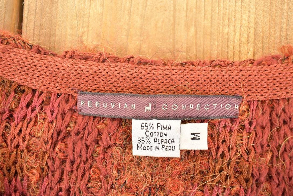 Vintage 1990s Peruvian Connection Abstract Knit Cardigan Sweater Women's M