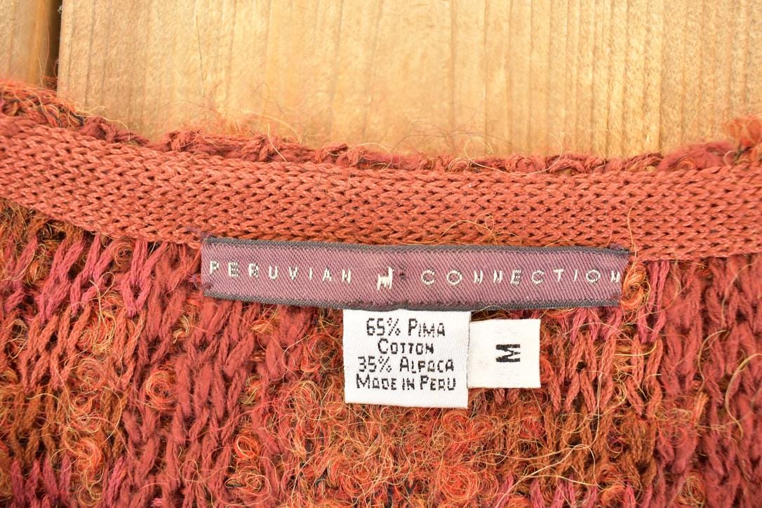 Vintage 1990s Peruvian Connection Abstract Knit Cardigan Sweater Women's M