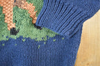 Vintage 1990s Marissa Christina Hand Knit Horse Racing Crewneck Sweater Mens S