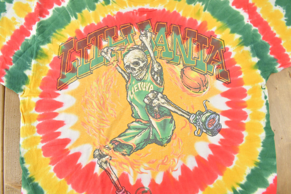 Vintage 1996 Grateful Dead Lithuania Lithuanian Basketball Team tie Dye Band T-Shirt