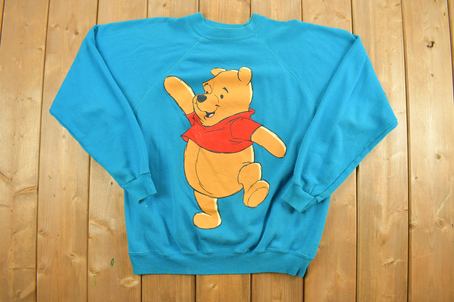 Vintage 1980s Disney's Winnie The Pooh Raglan Crewneck / Cartoon Sweater / Pooh Sweatshirt / Streetwear / Disney