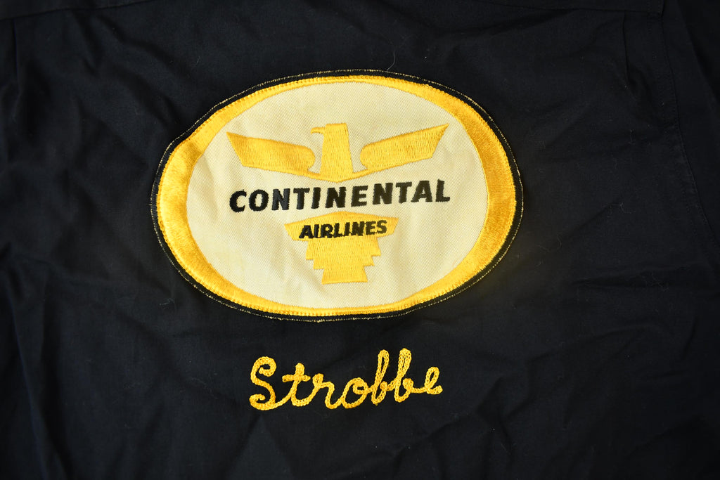 Vintage 1970s Continental Airlines King Louie Ten Strike Chain Stitched Bowling Shirt