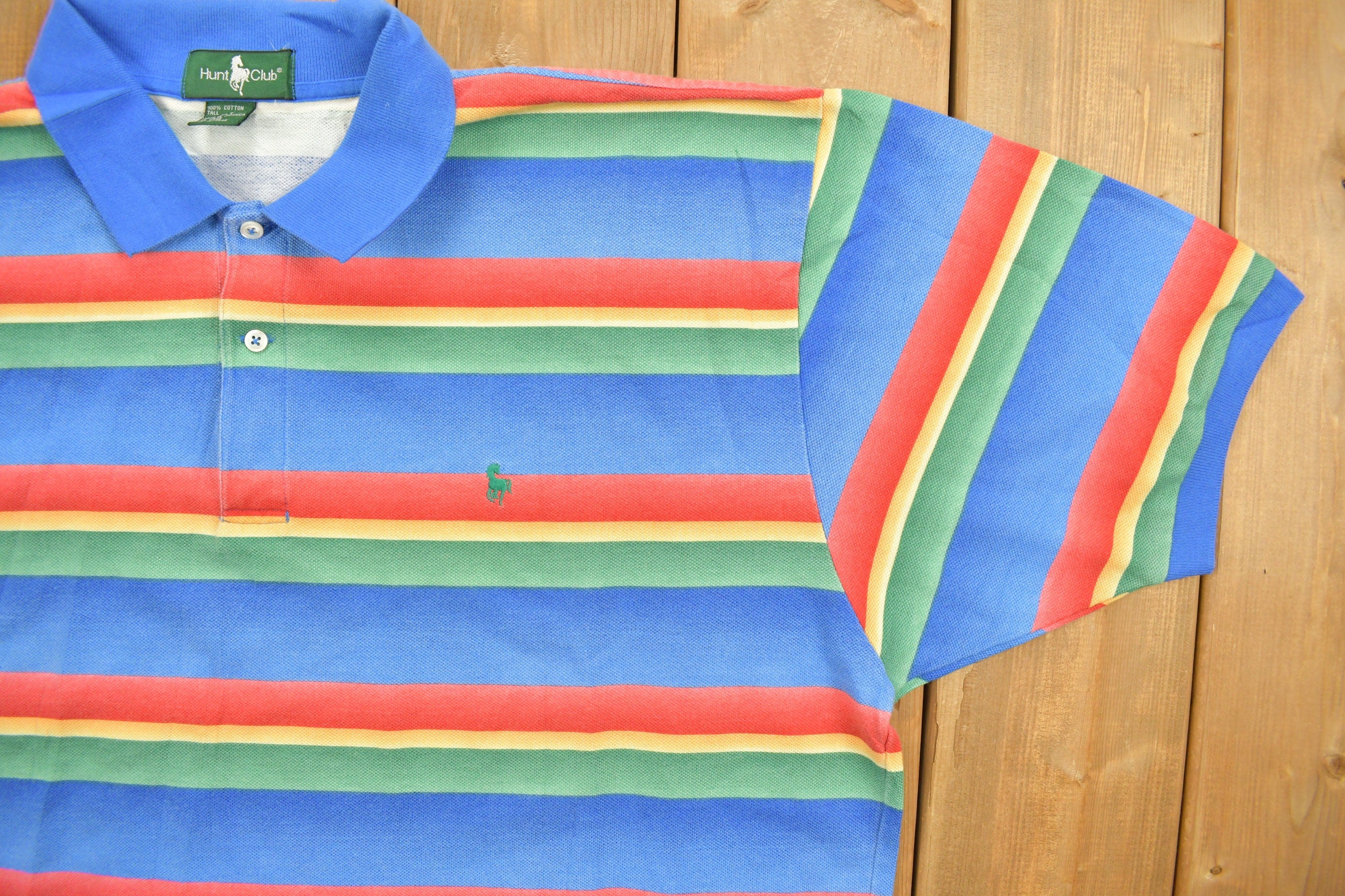 Vintage 1990s Hunt Club Striped Polo Shirt