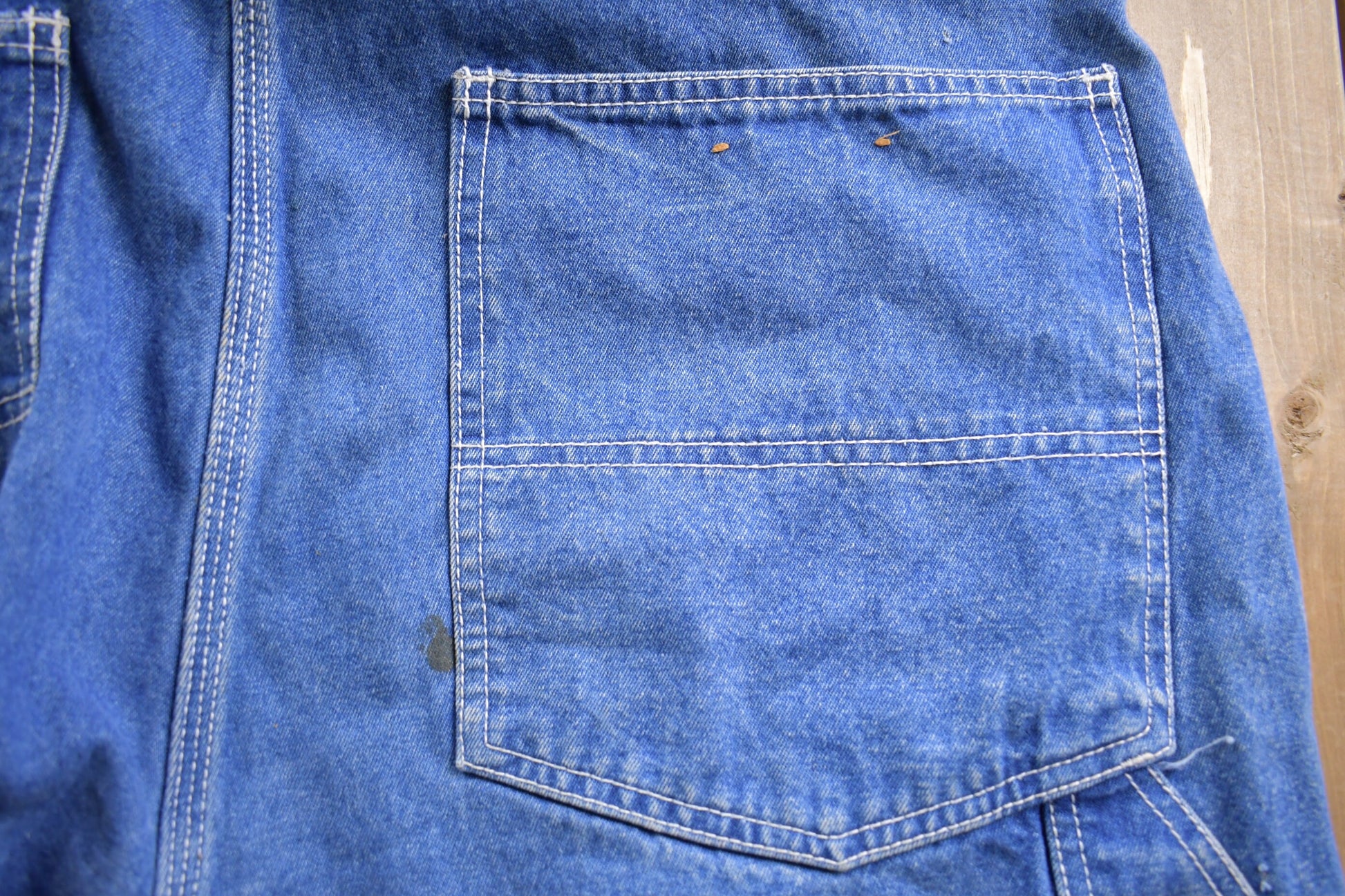 Vintage 1970s Big Smith Blue Denim Jean Overalls Size 38 x 30